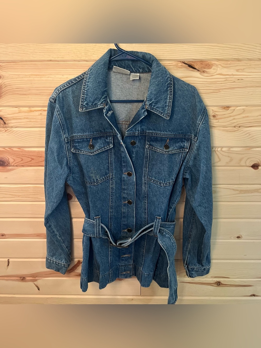 Vintage Y2K 90s BP Nordstrom Belted Denim Jean Jacket Womens Large